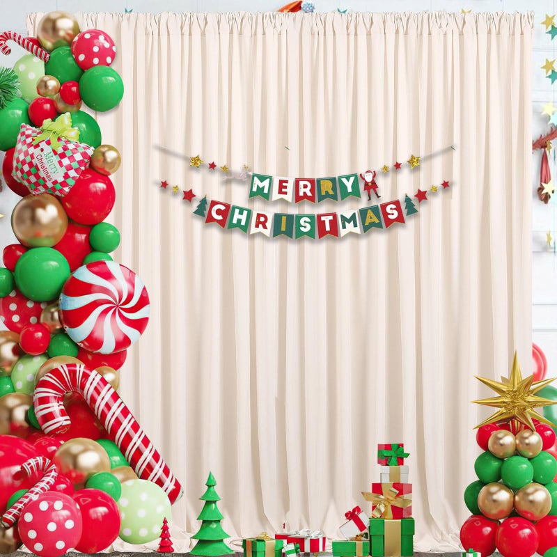 LuoluoHouse 10ftx8ft Backdrop Curtains Polyester Backdrop Curtain Ivory Backdrop Drapes for Cloth Ceremony Wedding Backdrop Fabric 2 Packs 5ftx8ft Outdoor Decoration - Image 4